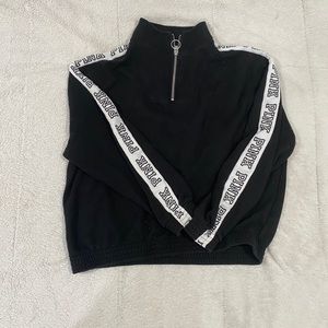 PINK black semi cropped quarter zip